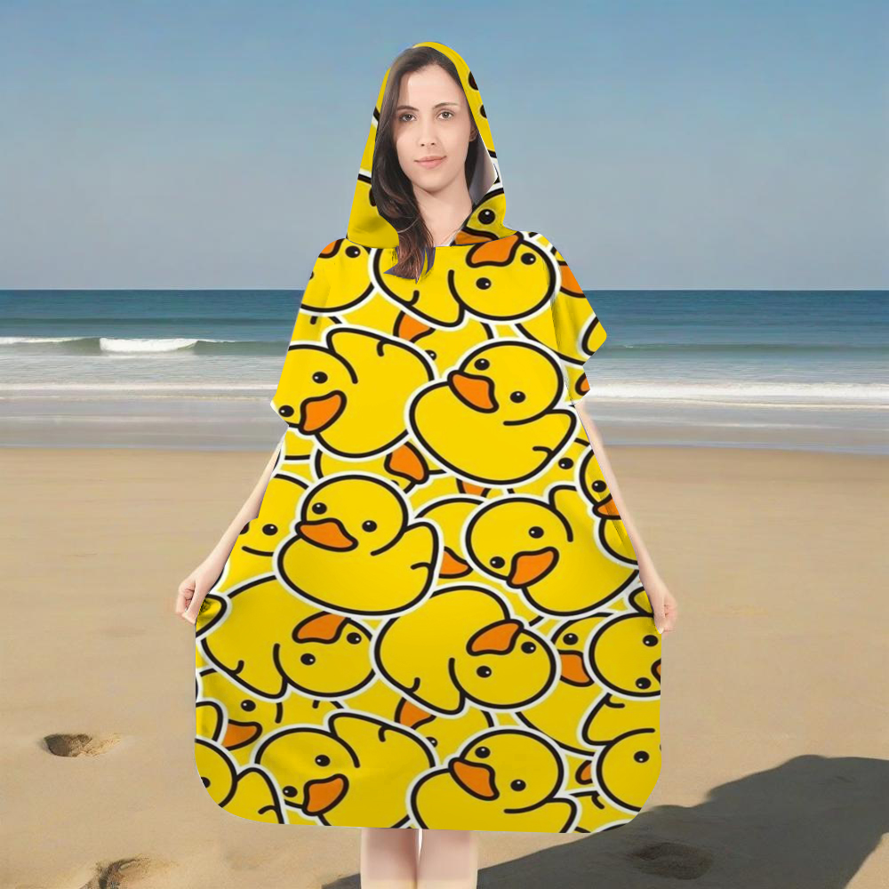 Rubber Duck Bath - Cute Yellow Rubber Duck Print Hooded