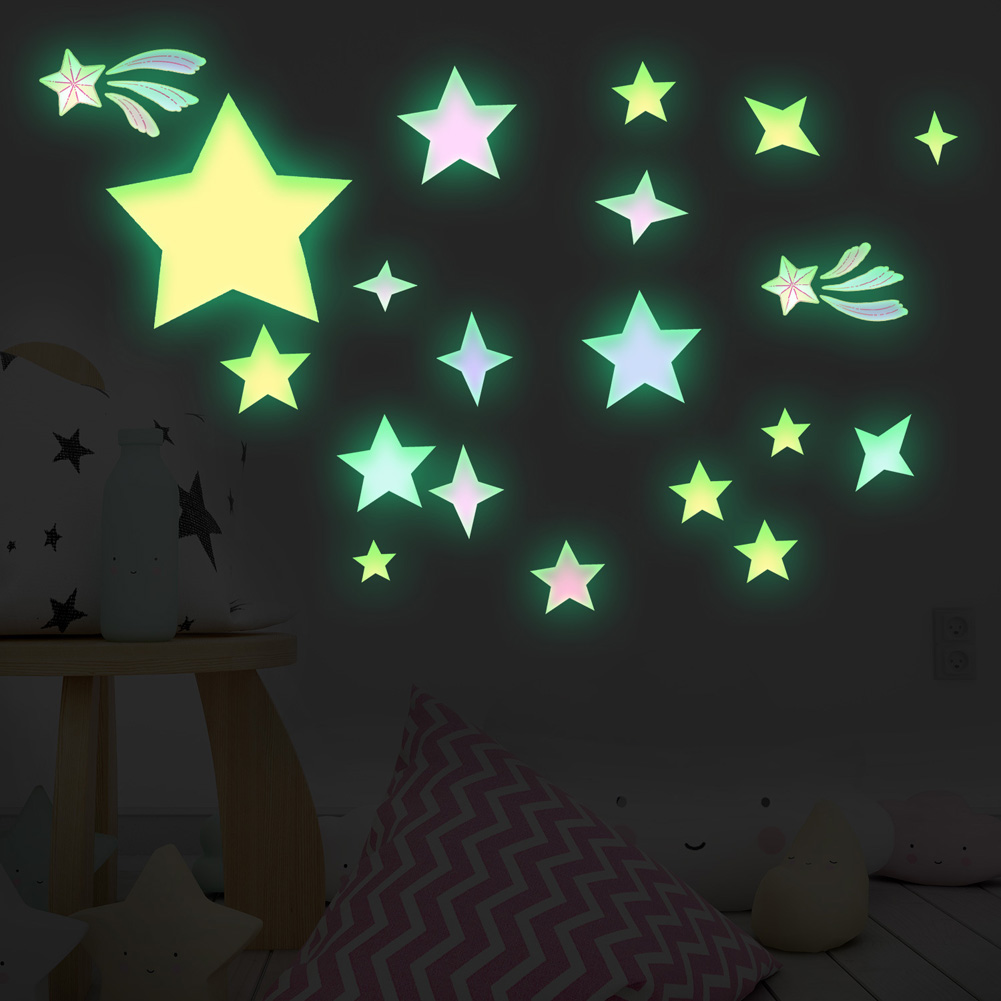 Glow In Dark Stars - Colorful Stars Luminous Wall Sticker Kids
