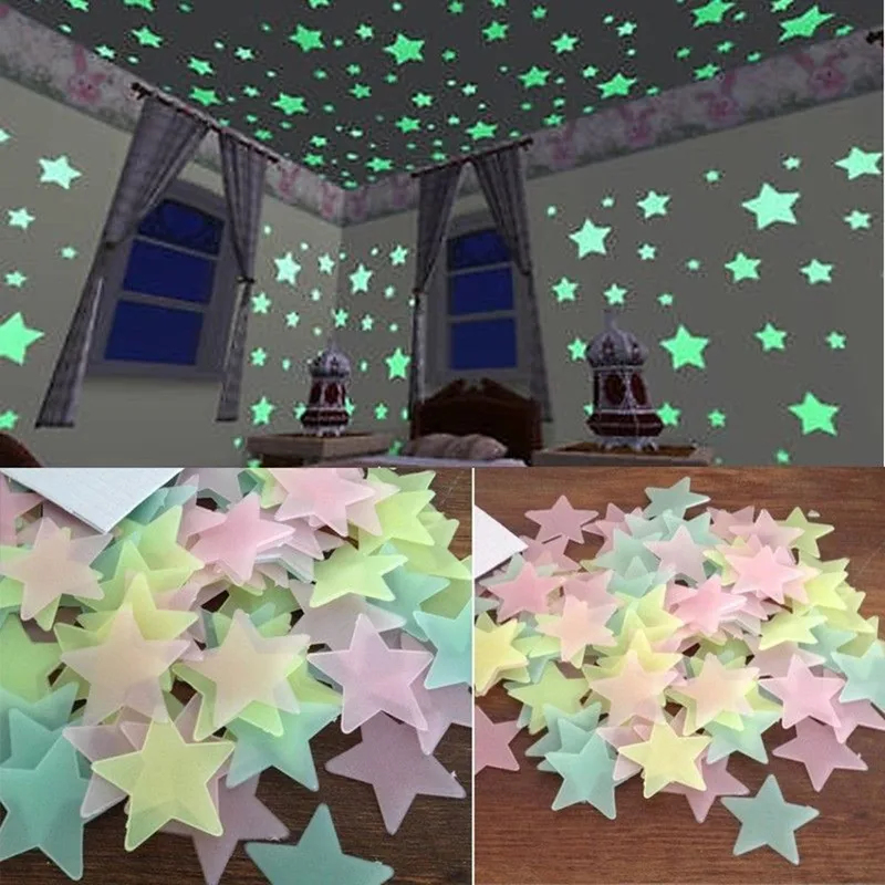 Glow In Dark Stars - 100pcs Fluorescent Glow in the Dark