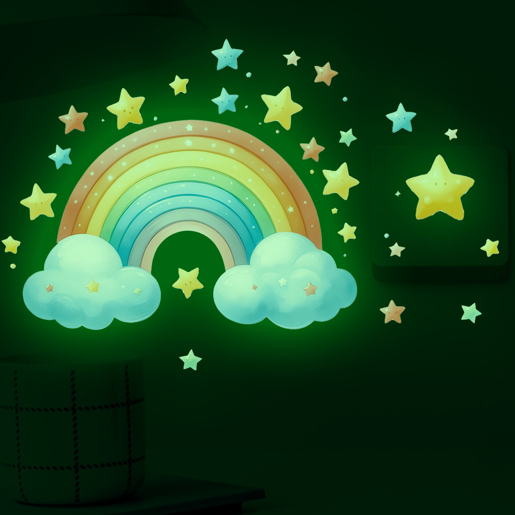 Cartoon Rainbow Luminous Wall  - Glow In Dark Stars 评论和价格
