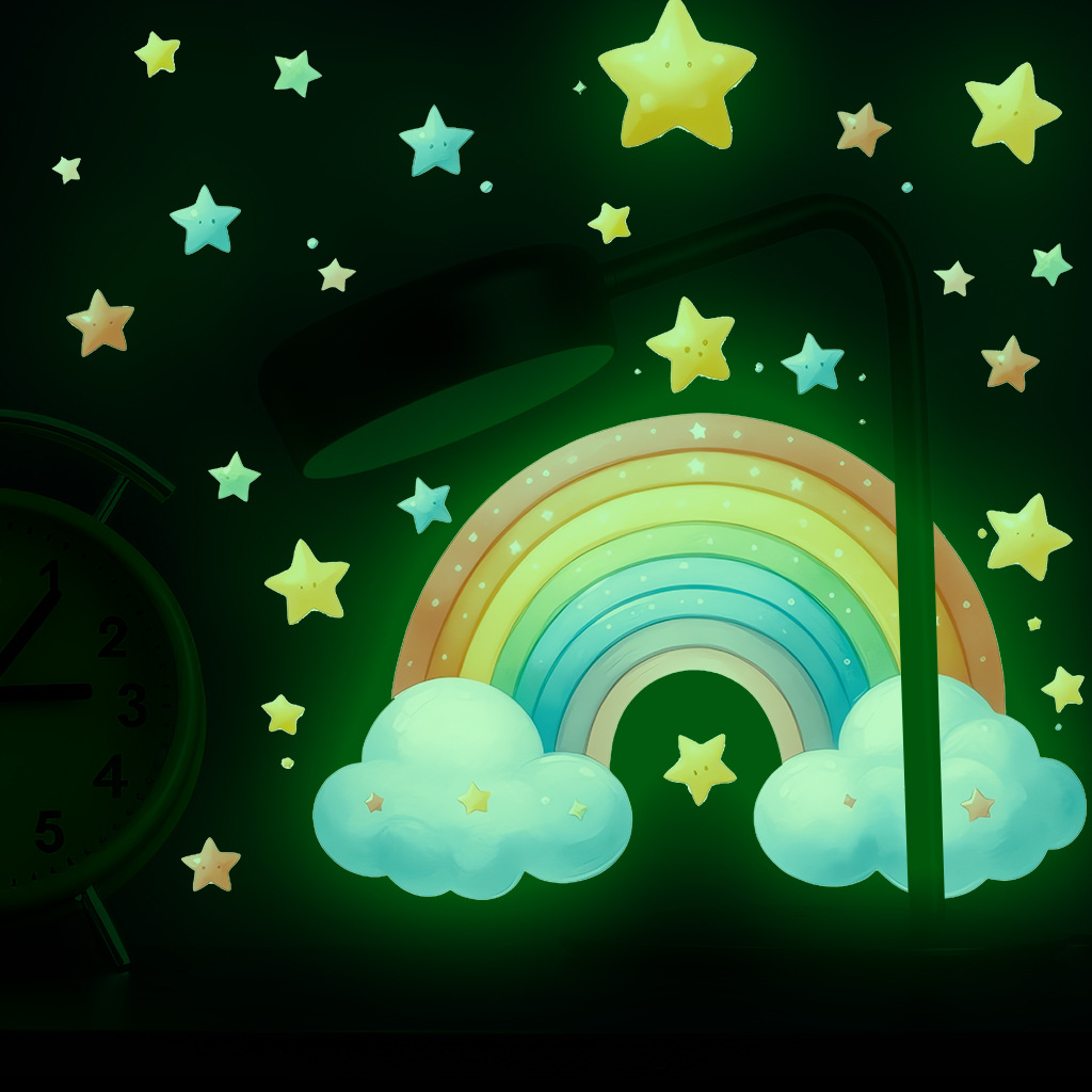 Cartoon Rainbow Luminous Wall  - Glow In Dark Stars 评论和价格