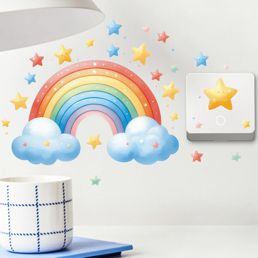 Cartoon Rainbow Luminous Wall  - Glow In Dark Stars 评论和价格