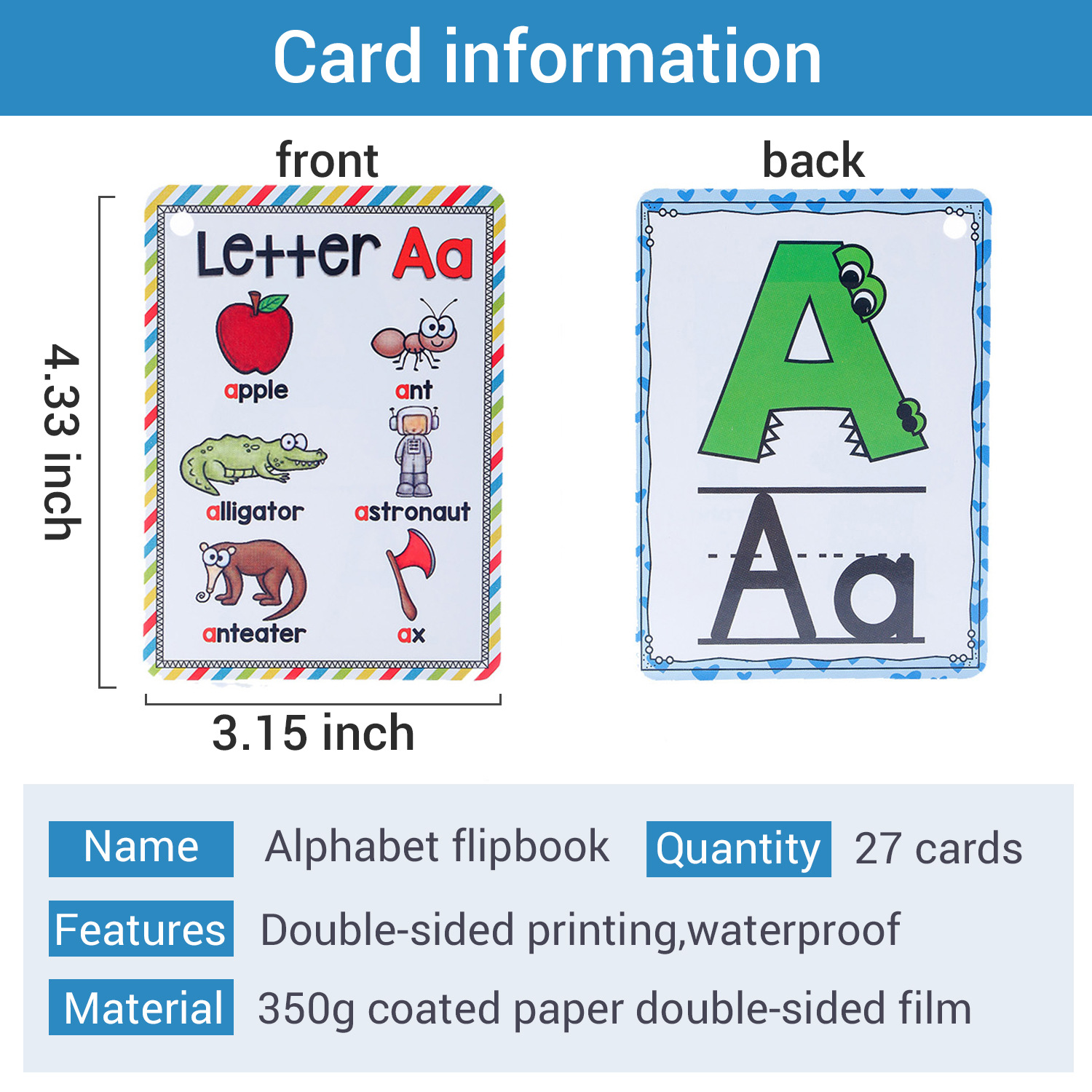Bview Art English 26 Letters A - Educational Flash Card 评论和价格