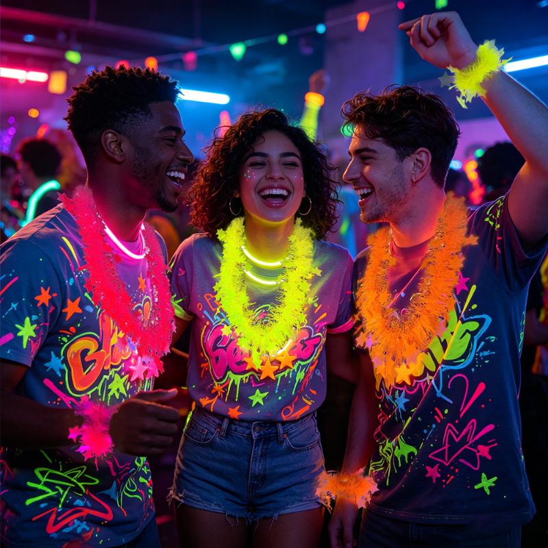 Neon Glow Star Lei Set UV Reac - Glow In Dark Stars 评论和价格