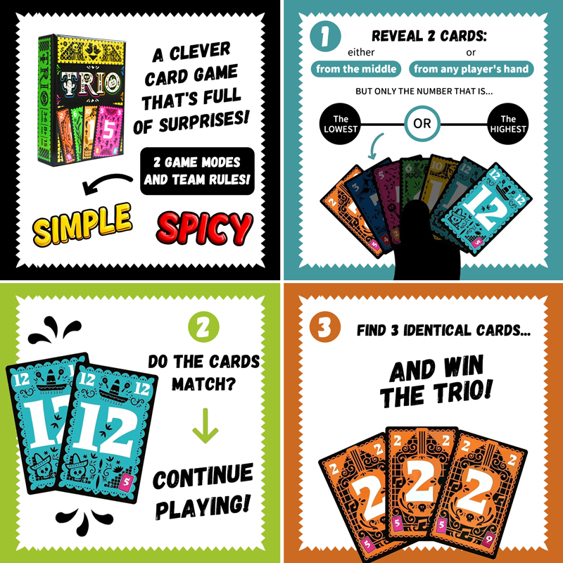 TRIO Strategic Card Board Game - Kids Toys Entertainer 评论和价格