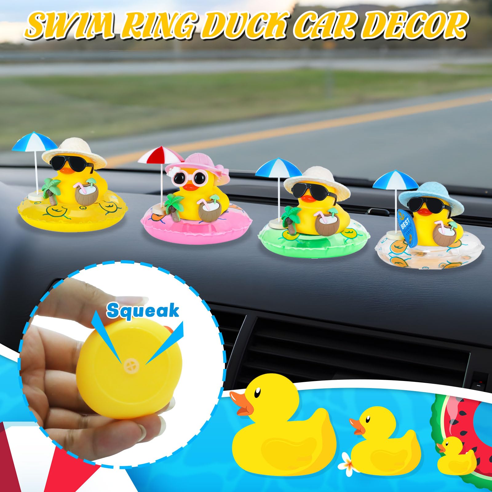 Rubber Duck Car Ornaments Sque - Rubber Duck Bath 评论和价格