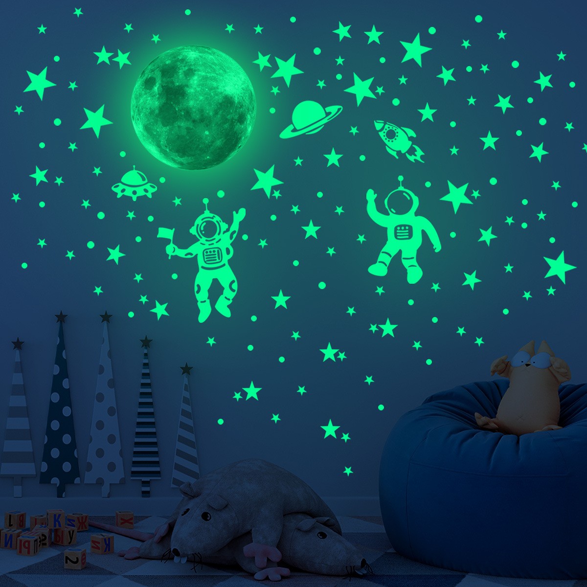 Luminous Moon Stars Wall Stick - Glow In Dark Stars 评论和价格