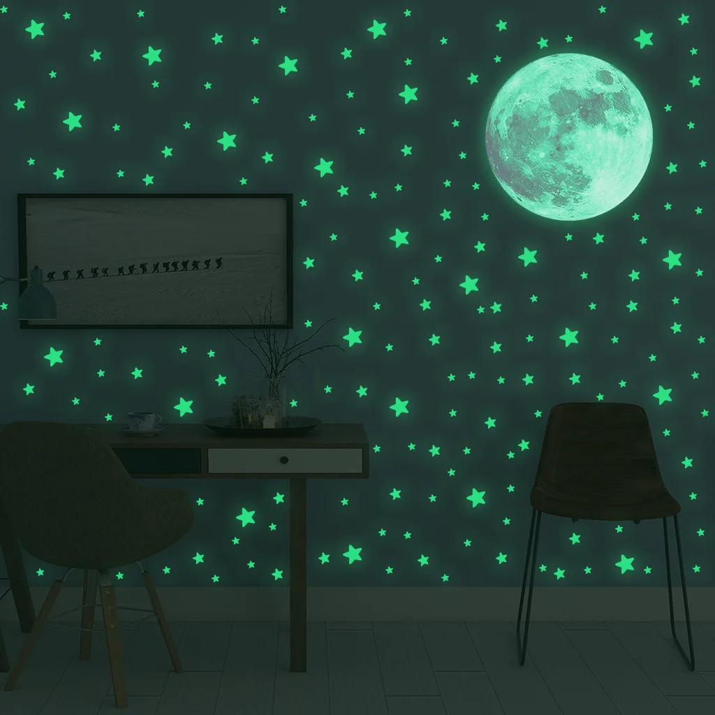 Luminous Moon Stars Wall Stick - Glow In Dark Stars 评论和价格