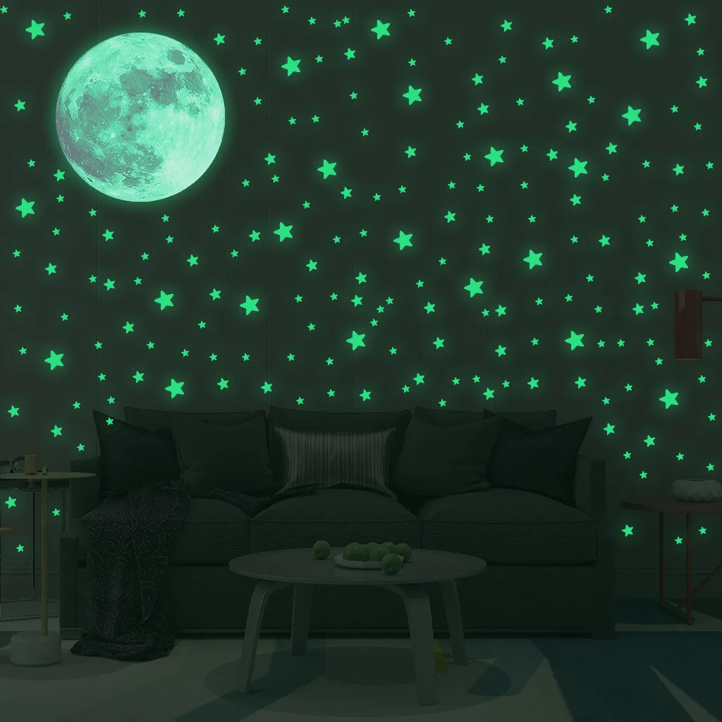 Luminous Moon Stars Wall Stick - Glow In Dark Stars 评论和价格