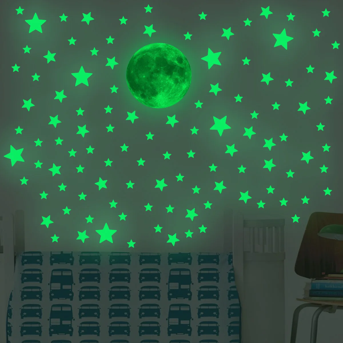 Luminous Moon Stars Wall Stick - Glow In Dark Stars 评论和价格