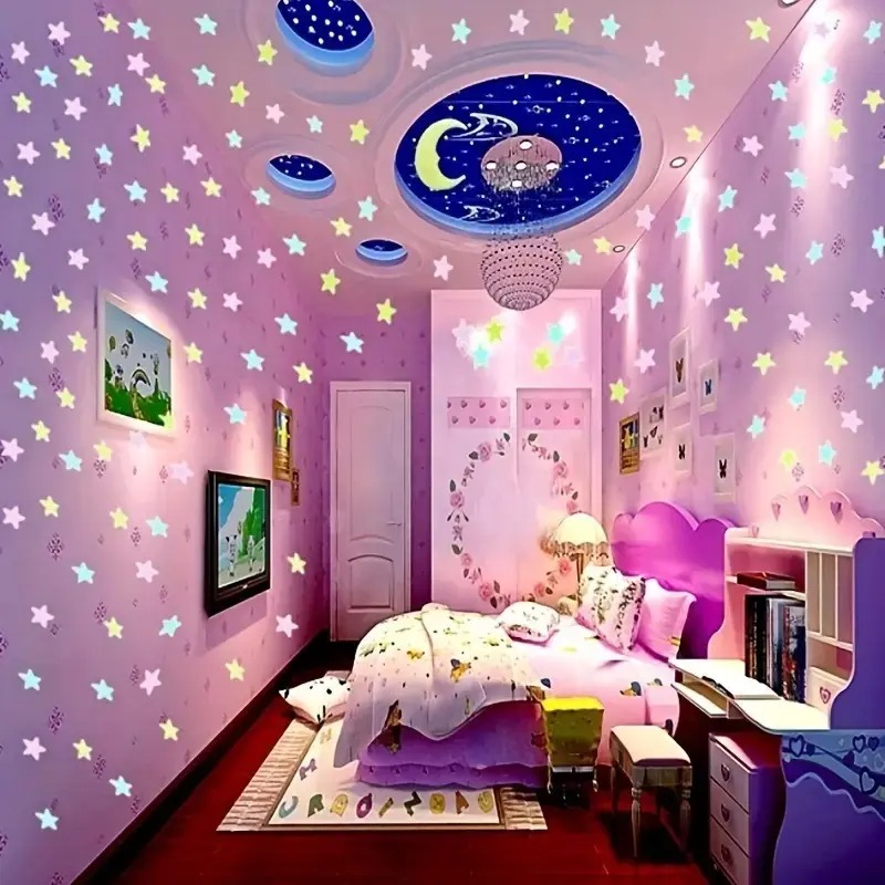 100 Pcs Colorful Glow in The D - Glow In Dark Stars 评论和价格